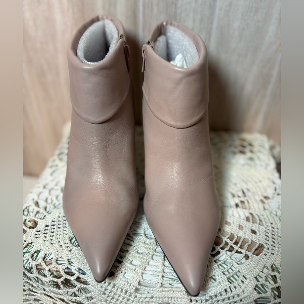 Bronx Pink Leather Ankle Boots Pointed Toe